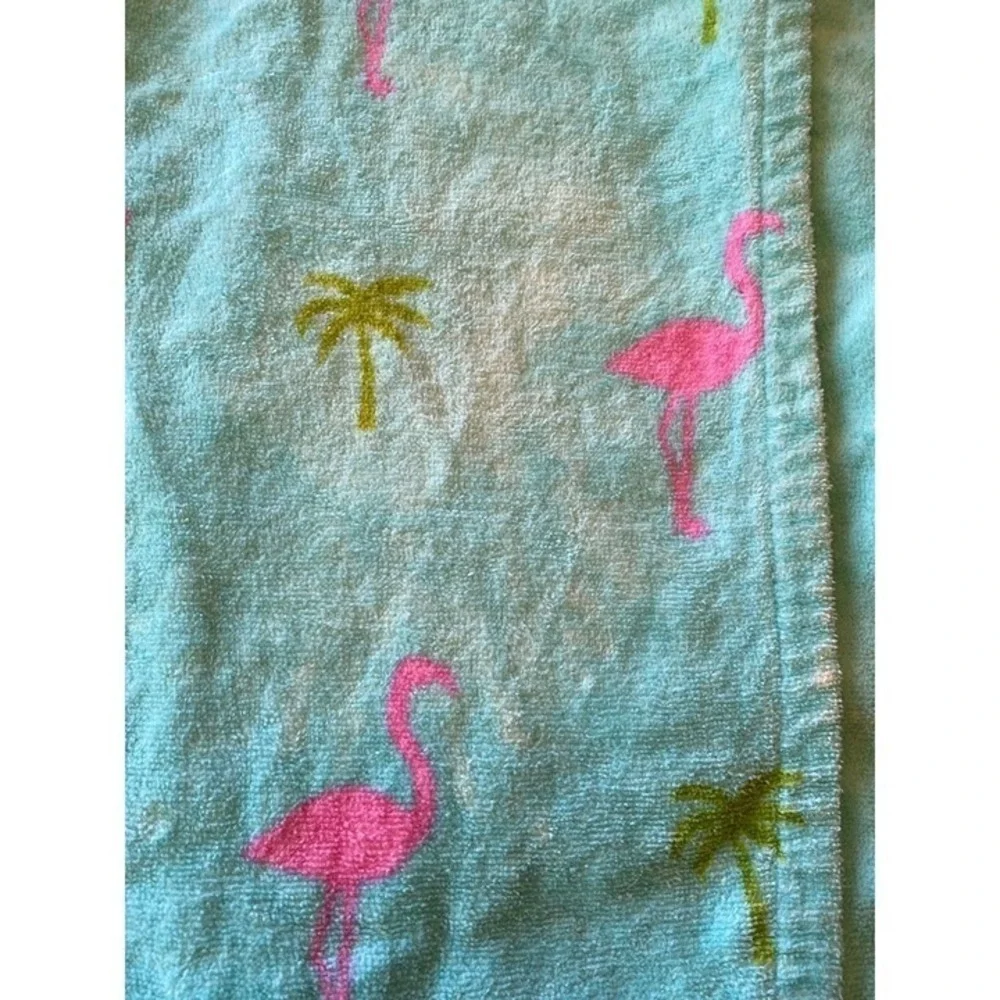 Blue Waist Wrap Towel Elastic Waist Flamingo Palm Tree One Size